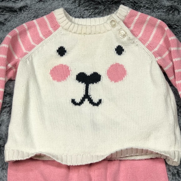 Cherokee Pink Bear Sweater Outfit size 3 months - Picture 9 of 11